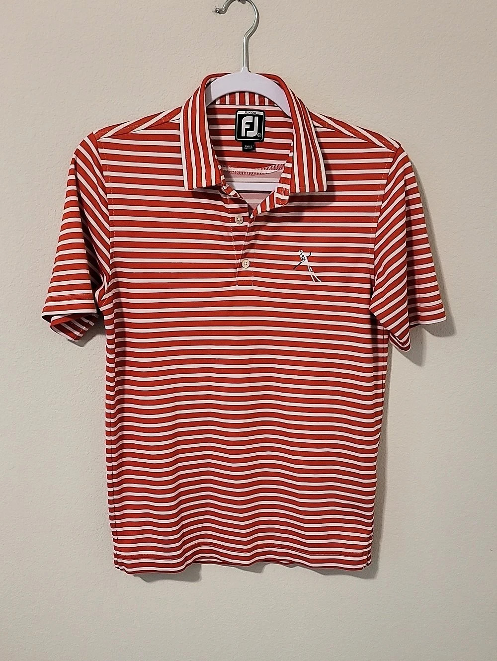 Footjoy Striped Performance Polo in Red & White Junior Large